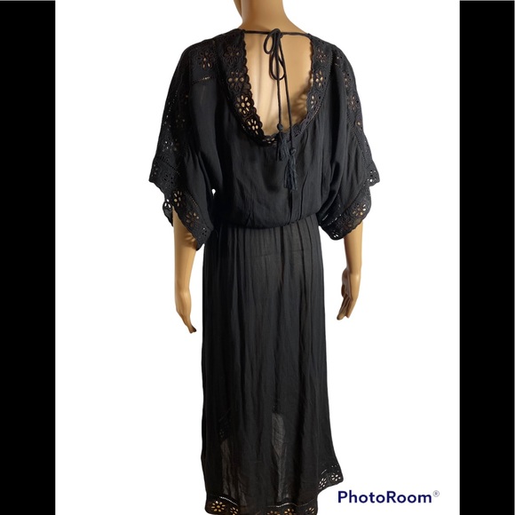 Surf gypsy Eyelet Maxi Dress Swim Cover-up In Black new with tags size medium - Picture 3 of 10